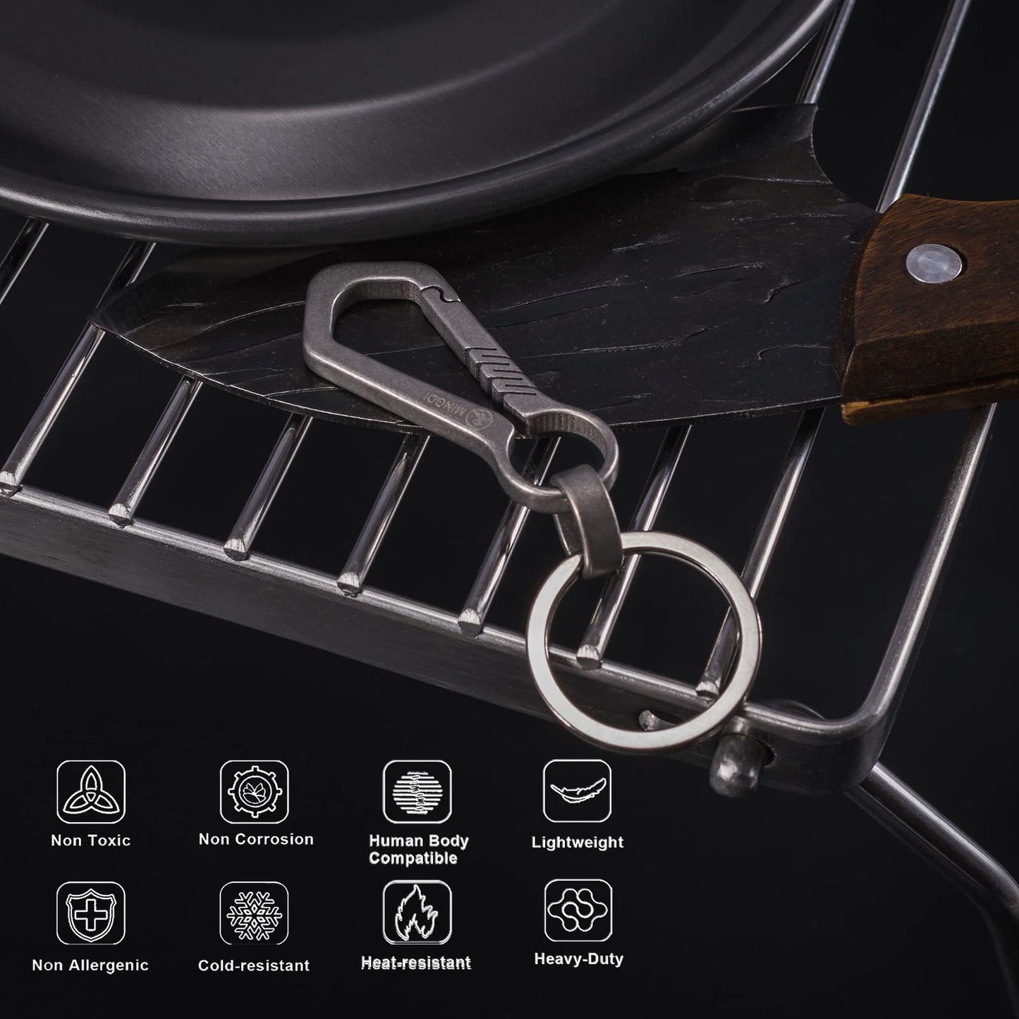 MING DI Titanium Carabiner Keychain Clip Minimalist Keychain Matte (Industrial Grey 8112-2)