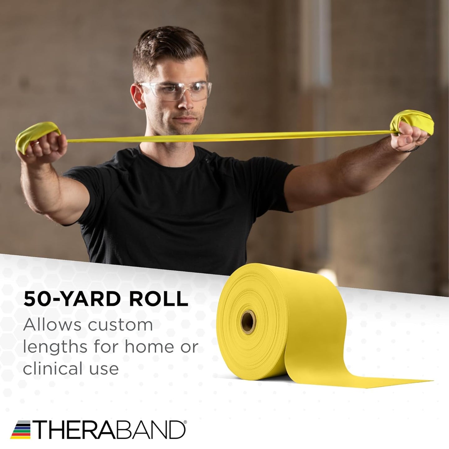 THERABAND Resistance Band, Red, Medium, 50-Yard Roll, Latex-Free, Elastic Band for Exercise, Physical Therapy, Yoga, Pilates, Stretching, Home Workouts, Cut-to-Length, Color-Coded Levels