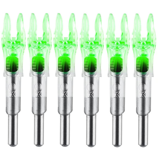 KEAUP 6PCS X Lighted Nocks for Arrows with .204 .233 .244 .246 Inside Diameter with H, S, GT Bushings High-Visibility LED Arrow Nocks, ON/Off Switch Included