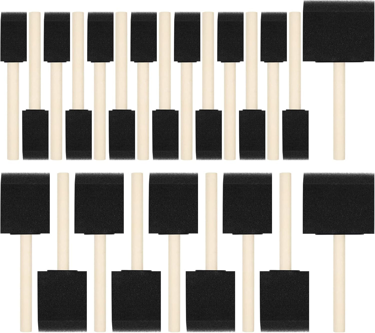 24 Pcs Foam Paint Brushes, Wood Handle Sponge Brushes for Painting, Staining, Varnishes, and DIY Craft Projects (1'', 2'' and 3'')