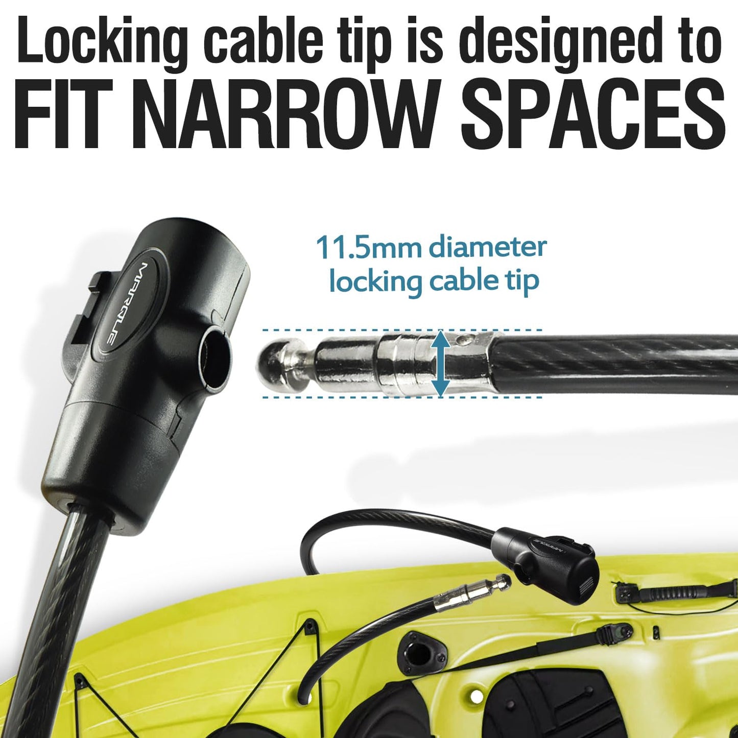 MARQUE Bike Lock with Key – 4FT 3/8” Straight Cable Locks with Keys, Anti-Theft Security Cable for Bicycles, Scooters, Kayaks, Paddle Boards, Gates