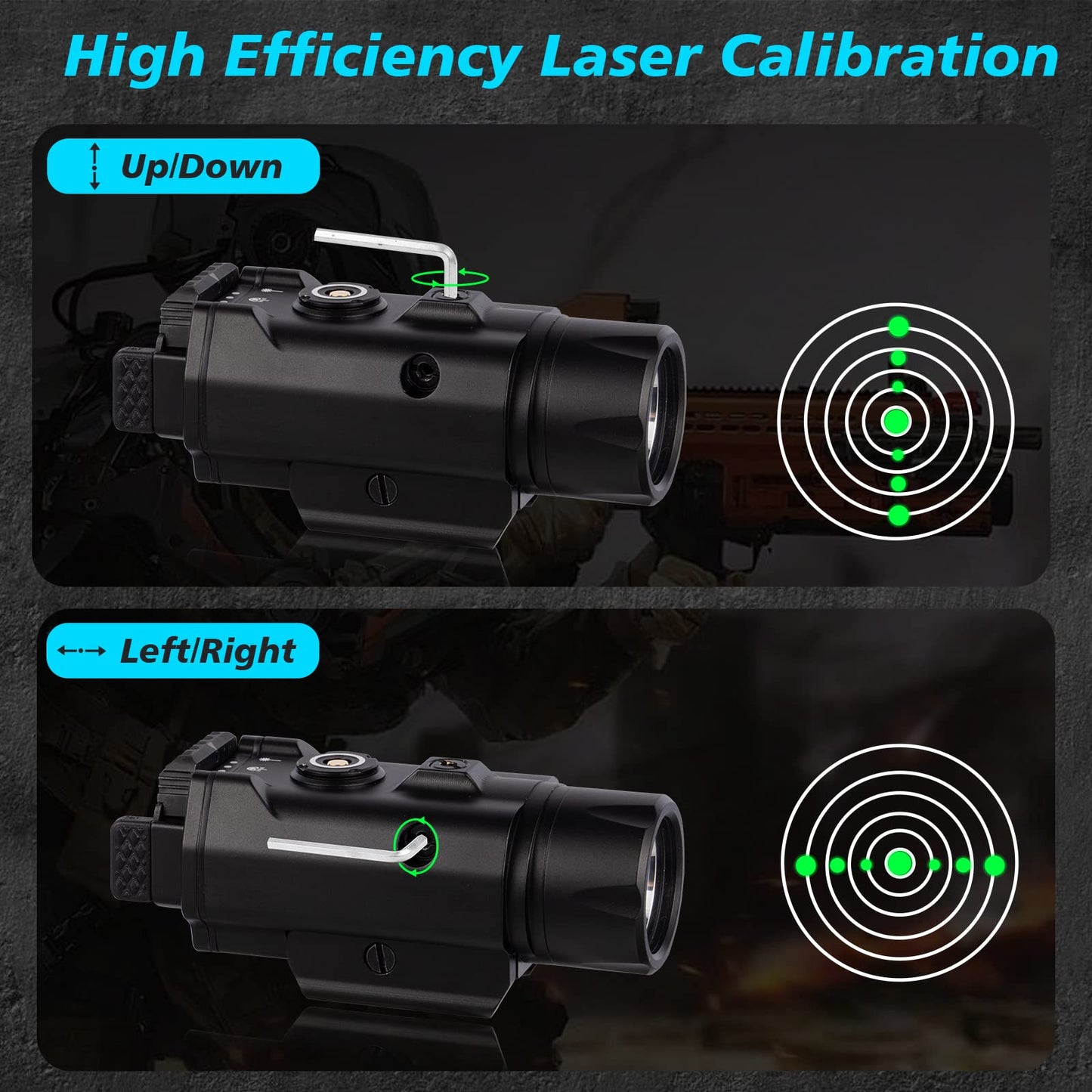 1750 Lumens Pistol Flashlight Laser, Aircraft-Grade Aluminum Picatinny Weapon Light, Adjustable Rail-Mounted Handgun Light and Green Laser Combo, Magnetic Rechargeable LED Tactical Weapon Flashlight