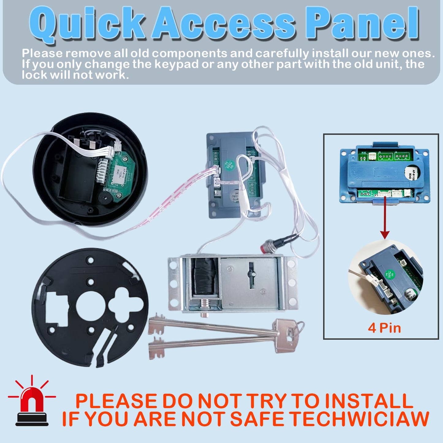 Gun Safe Lock Replacement, Solenoid Lock with 2 Override Keys Black keypad Gun Safe Electronic for Home and Office