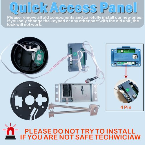 Gun Safe Lock Replacement, Solenoid Lock with 2 Override Keys Black keypad Gun Safe Electronic for Home and Office