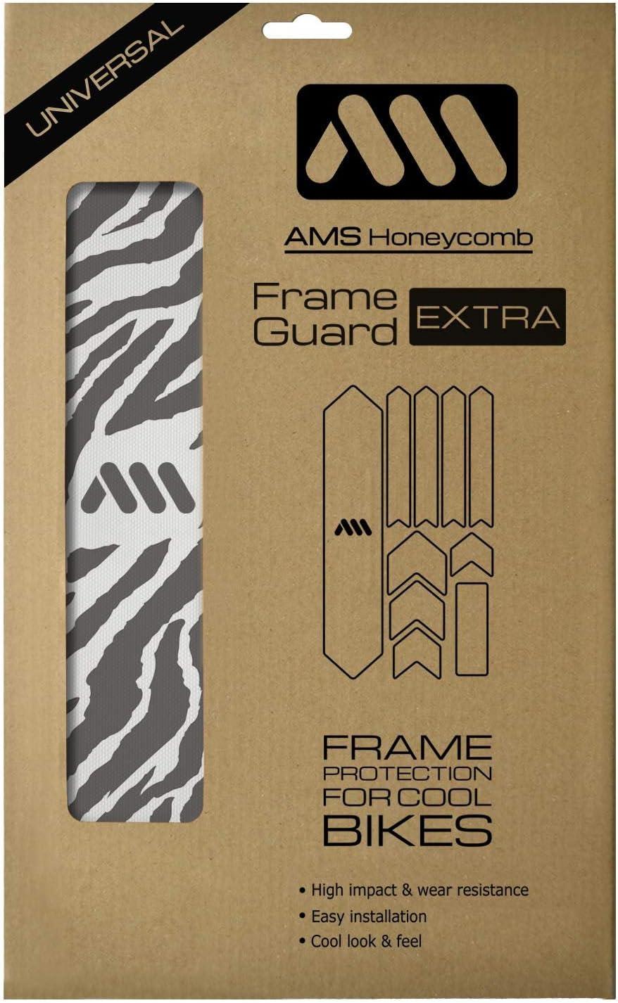 All Mountain Style Bike Frame Protector Extra - Universal Fit, 10-Piece Set for Down Tube, Chainstay, Cable Wear, High-Impact Honeycomb PVC