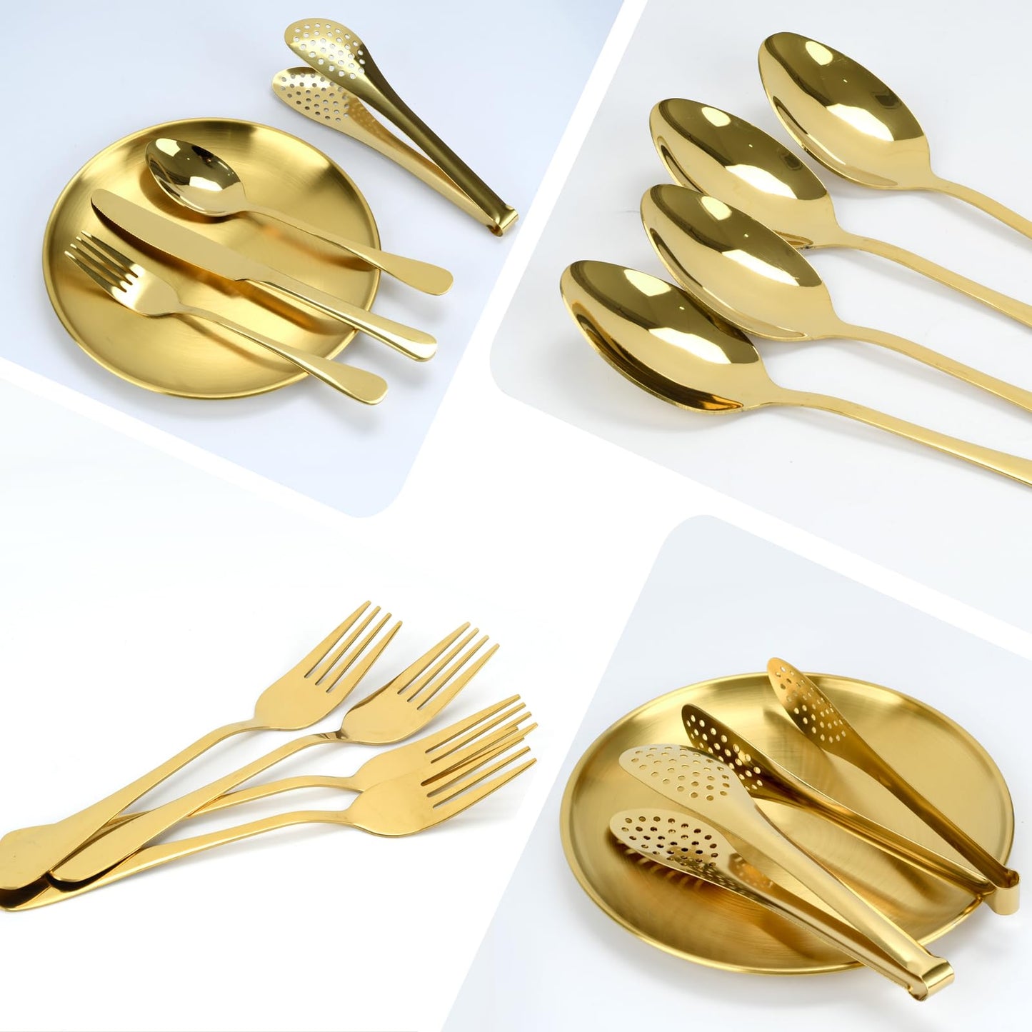 20-Piece Stainless Steel Silverware Set with Organizer, Including Plates, Knives, Forks, Spoons - Premium Outdoor Picnic Tableware for Camping (Golden)