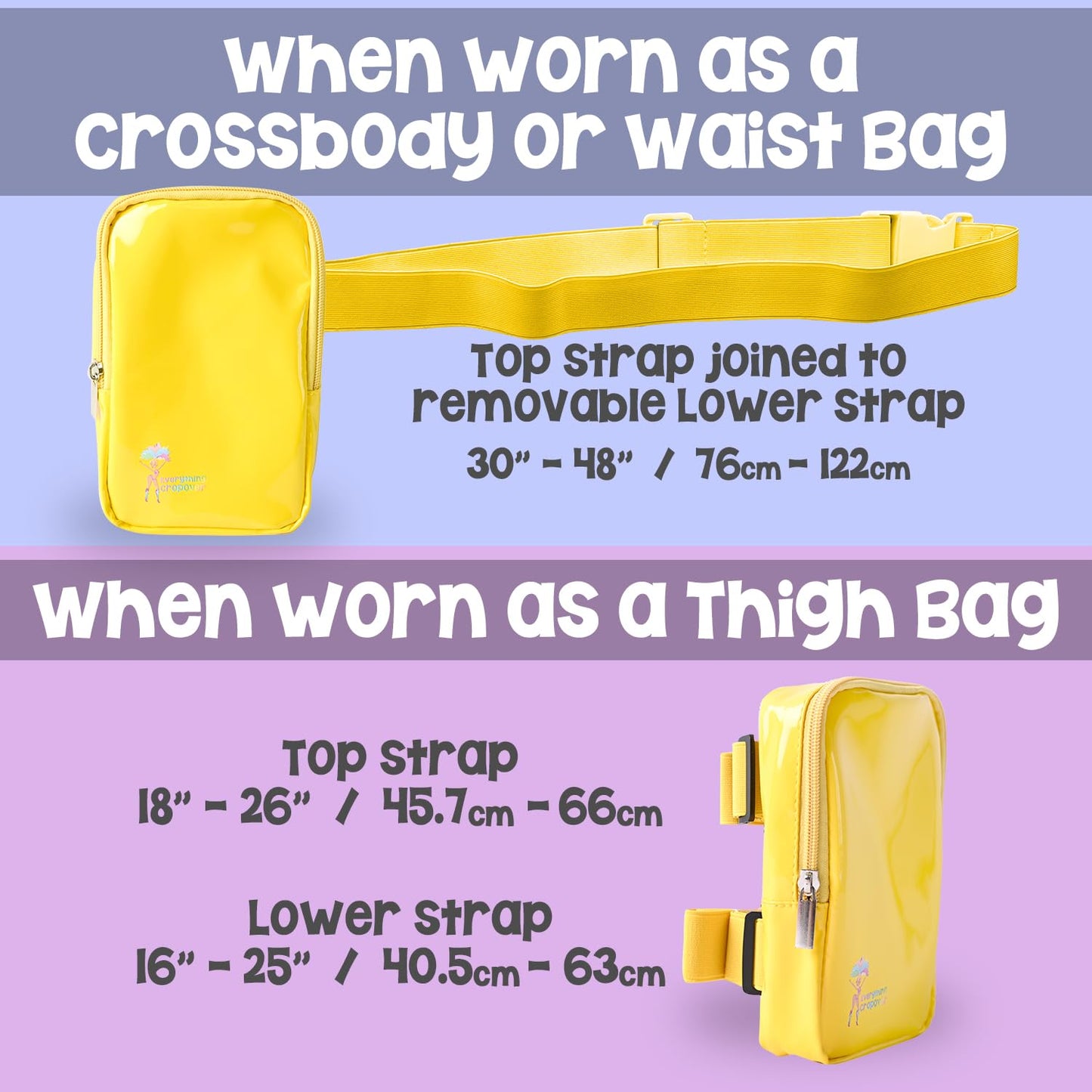 3-IN-1 Thigh Bag Fanny Pack Crossbody Bag | Carnival Leg Harness for Women | Holographic Waist Bag | Rave Leg Pack with Buckles | Black