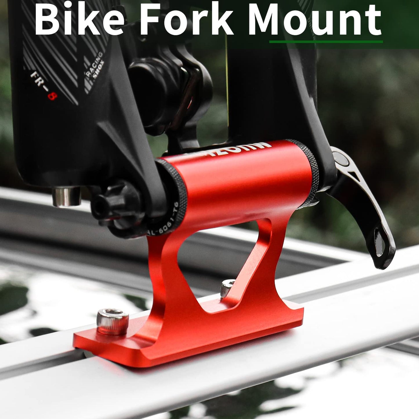 Bike Fork Mount, Upgraded Quick Release Thru Axle Bicycle Fork Rack Block with 4 Adapters for Car Trucks Vans SUV Transport and Storage, Black
