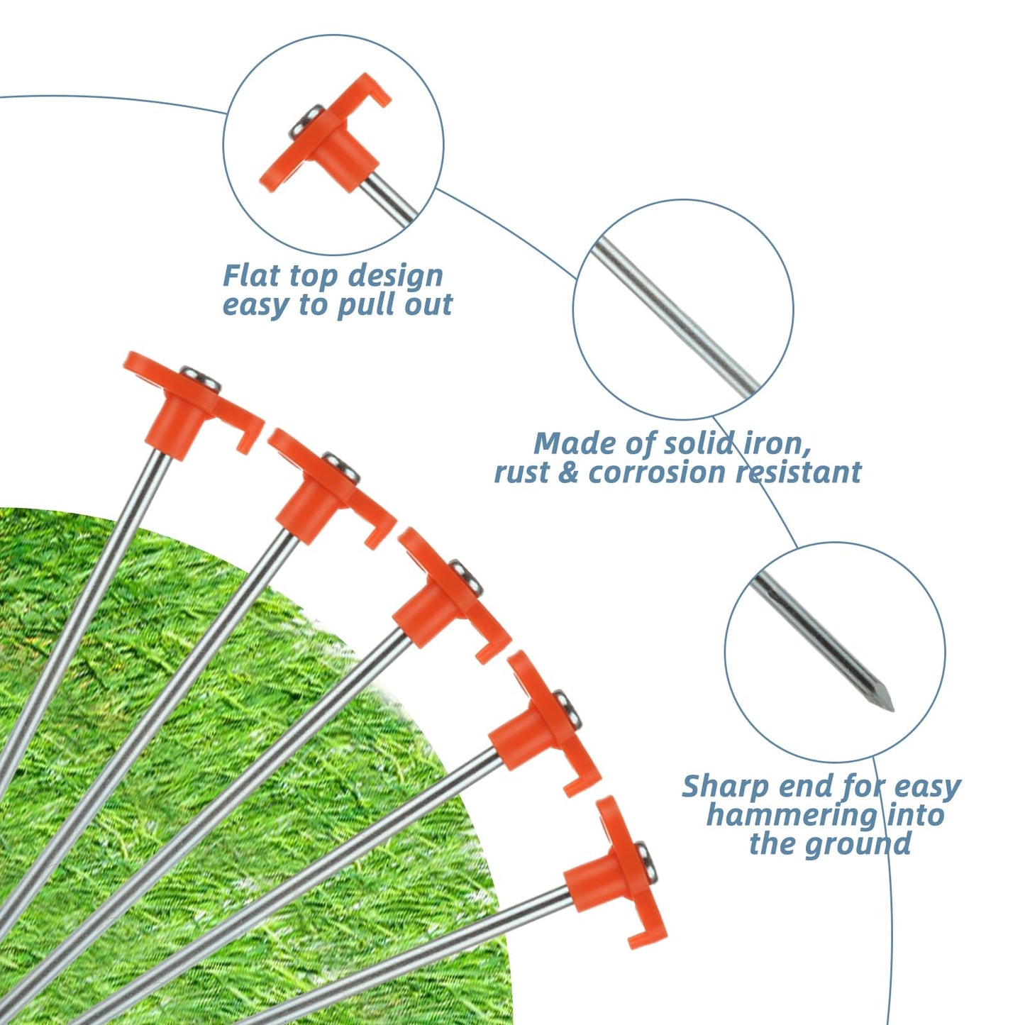 LOYORTY 40PCS 10 Inch Heavy Duty Tent Stakes, Metal Tent Pegs, Galvanized Non-Rust Tent Stakes for Outdoor Camping, Garden, Canopies, Grassland