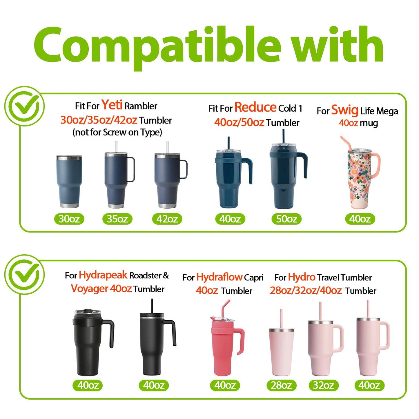 Zukro Replacement Lid for 50 oz & 40 oz cold1 Reduce Tumbler, Fit for 42 oz, 35 oz, 30 oz Yeti Rambler Tumbler, Press-in Leakproof 2-in-1 Flip Straw Lid fit for Hydrapeak 40 oz Cup, Bluewave