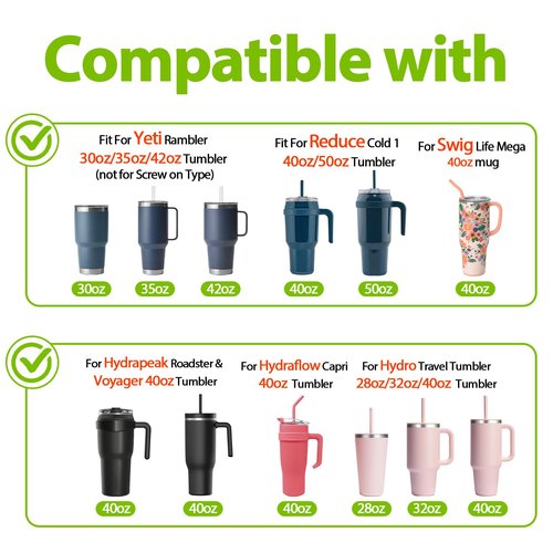 Zukro Replacement Lid for 50 oz & 40 oz cold1 Reduce Tumbler, Fit for 42 oz, 35 oz, 30 oz Yeti Rambler Tumbler, Press-in Leakproof 2-in-1 Flip Straw Lid fit for Hydrapeak 40 oz Cup, Bluewave