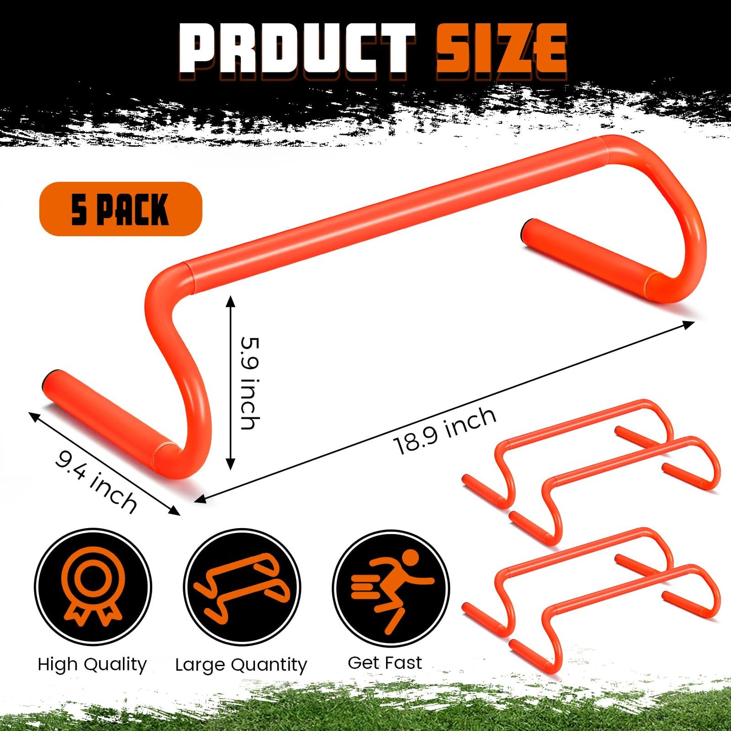 Gemscream 5 Pcs Speed Agility Training Hurdles Detachable Durable Equipment Plyometric and All Purpose Speed Training Hurdle Equipment for Athletes Soccer Basketball(6 Inch,Orange)