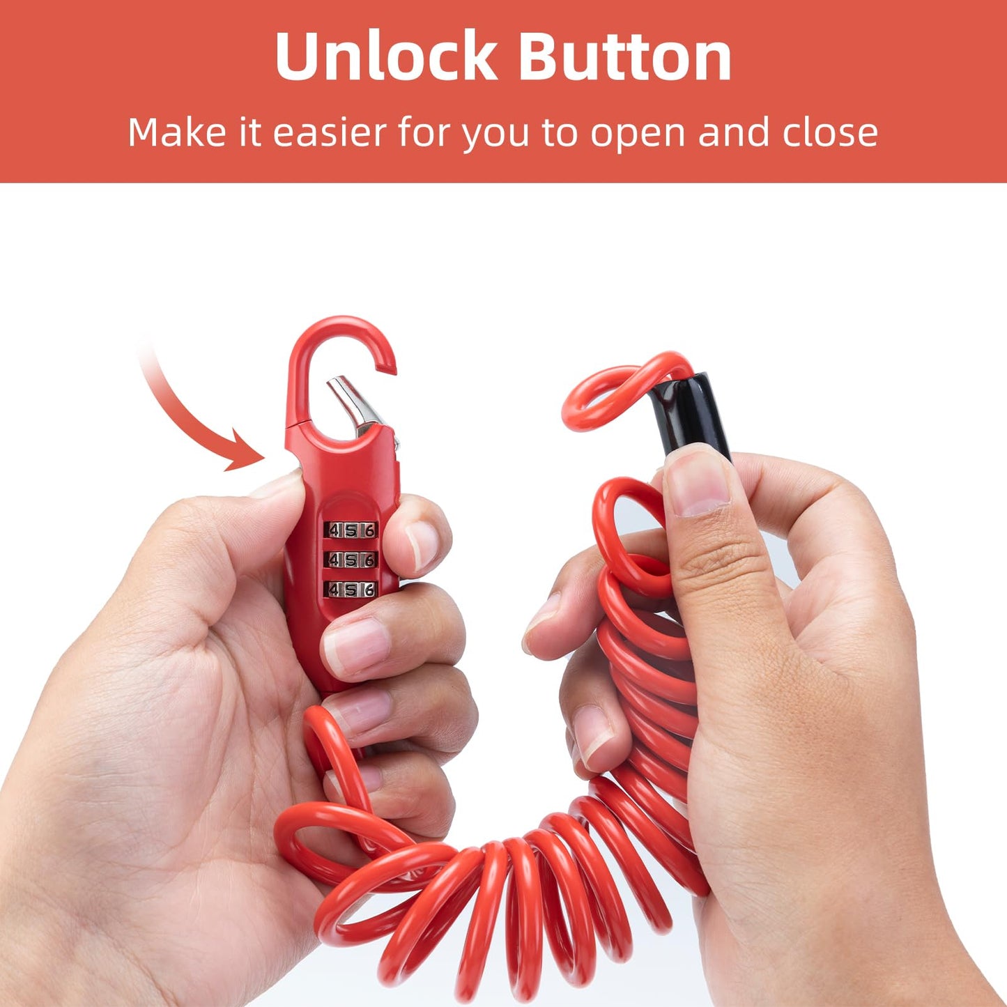 ROCKBROS 6FT Long Bike Lock Cable Combination Motorcycle Helmet Lock, Portable, Anti-Theft, for Scooter/Bicycle/Ebike