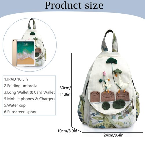 XIAOLZSL Beautiful Cute Fashion Canvas Casual Day Women Mini Backpack, Arts Handmade Solid Ducks Cute Style Backpack