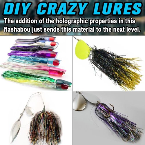 LURELINK-Flashabou-Fly-Tying-Materials-Making-Flies-Jig-Fishing-Lure-Supplies 12&24 Colors Crystal Krystal Flash String Holographic Ripple Saltwater Freshwater (12-Color Combinations)