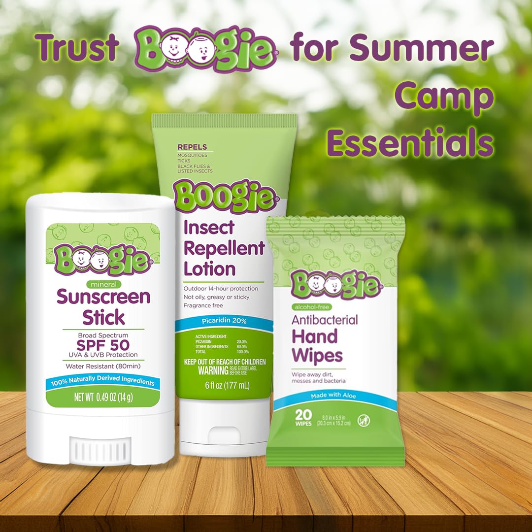 Boogie Insect Repellent Lotion, Keep Mosquitoes, Ticks and Flies Off, DEET Alternative Repellent, Up to 14-Hour Protection, Fragrance-Free, Odorless Lotion, 6 Ounce