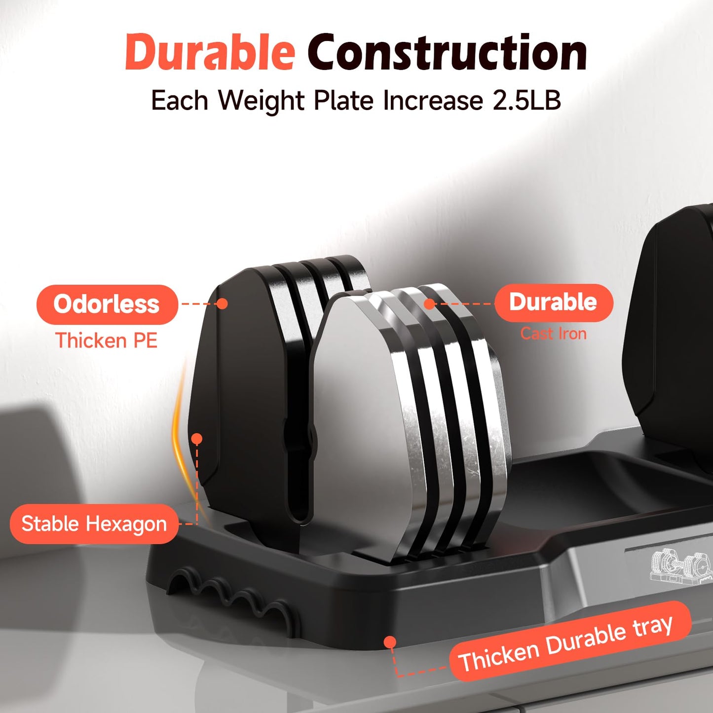 25LB Adjustable Dumbbells Set, 5LB to 25LB Dumbbell Pair,15LB to 55LB Weight Set of 2, Home Gym 25lbs/50lbs, Anti-Slip Handle for Exercise Equipment
