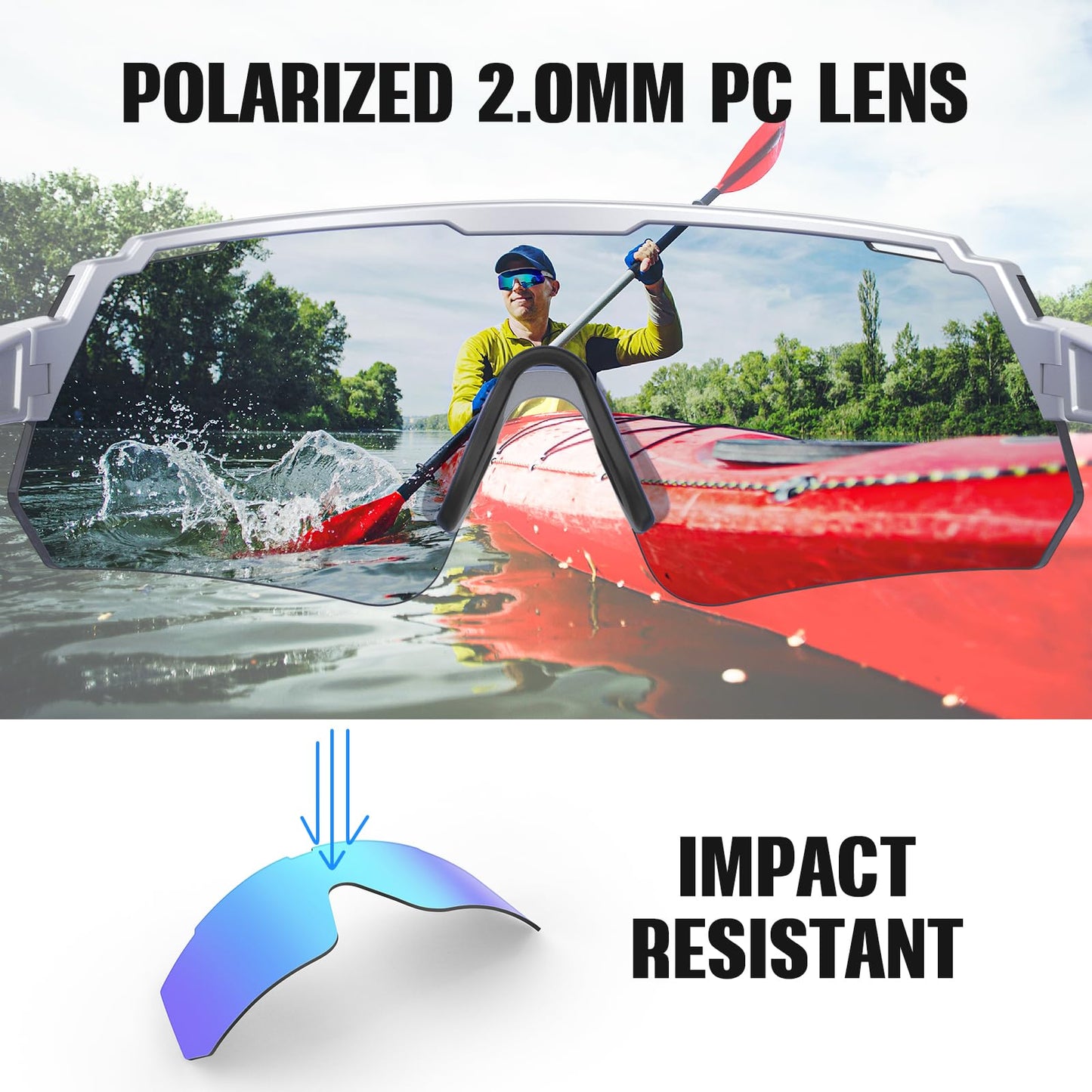 KastKing Skinner Polarized Large Sport Sunglasses for Men and Women, UV Protection Outdoor Fishing Glasses