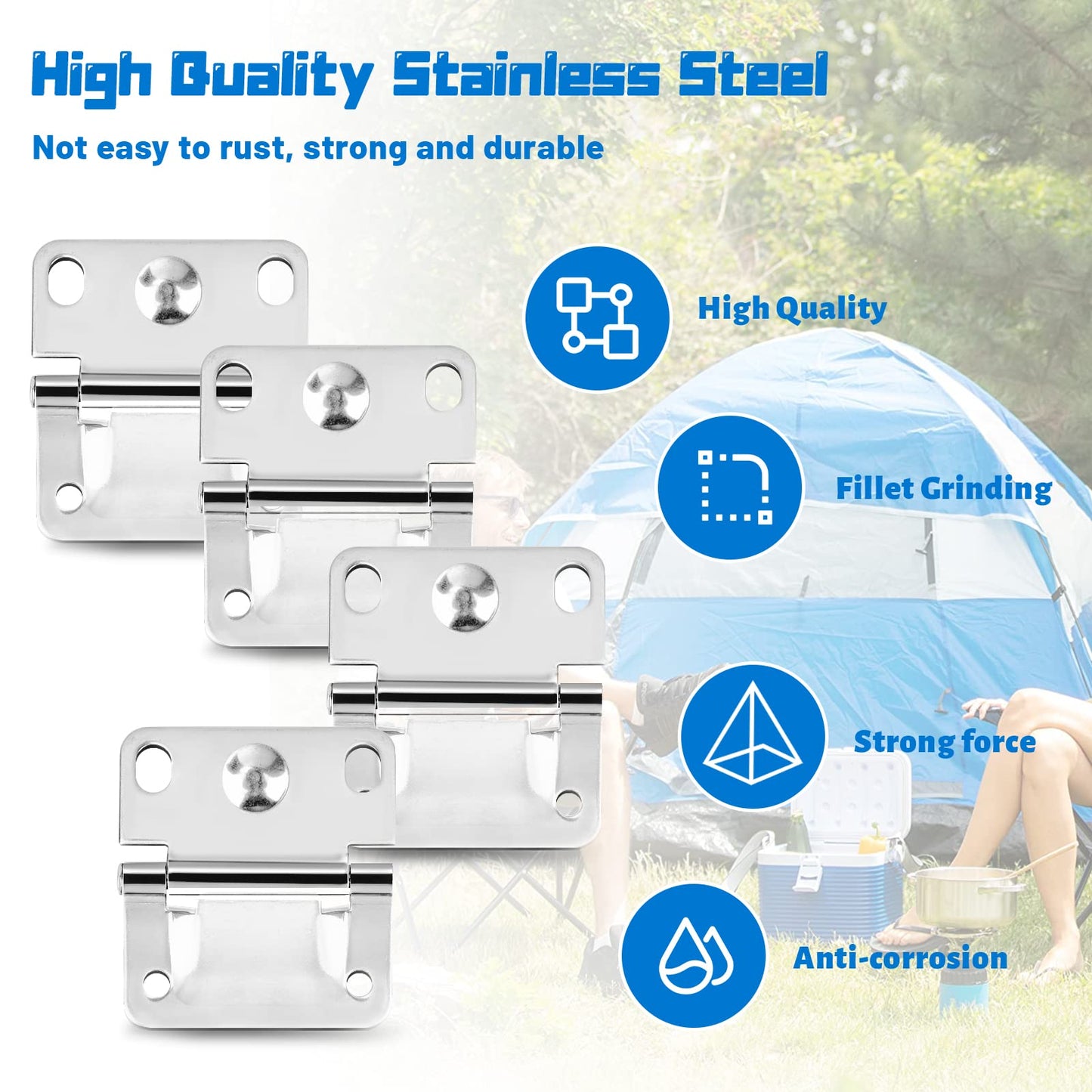 Alocs Cooler Hinges Replacement for Coleman, Stainless Steel Camping Coolers Accessories Replaces Coleman Ice Chest Hinges 5250 5286b 6262 6270 6286 5235 (4 Pack)