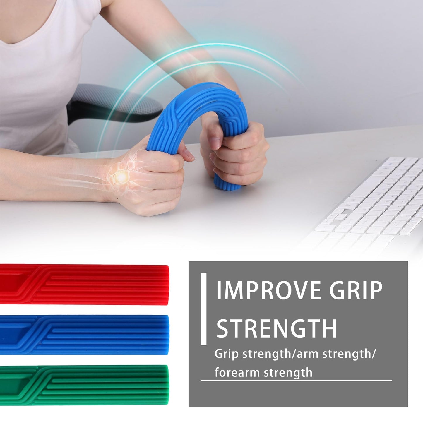 FlexBar for Physical Therapy, Tennis Elbow Therapy Bar Improves Grip Strength, Relieve Tendonitis Pain, Resistance Bar for Golfers Elbow Wrist Forearms Pain Relief - 3ps