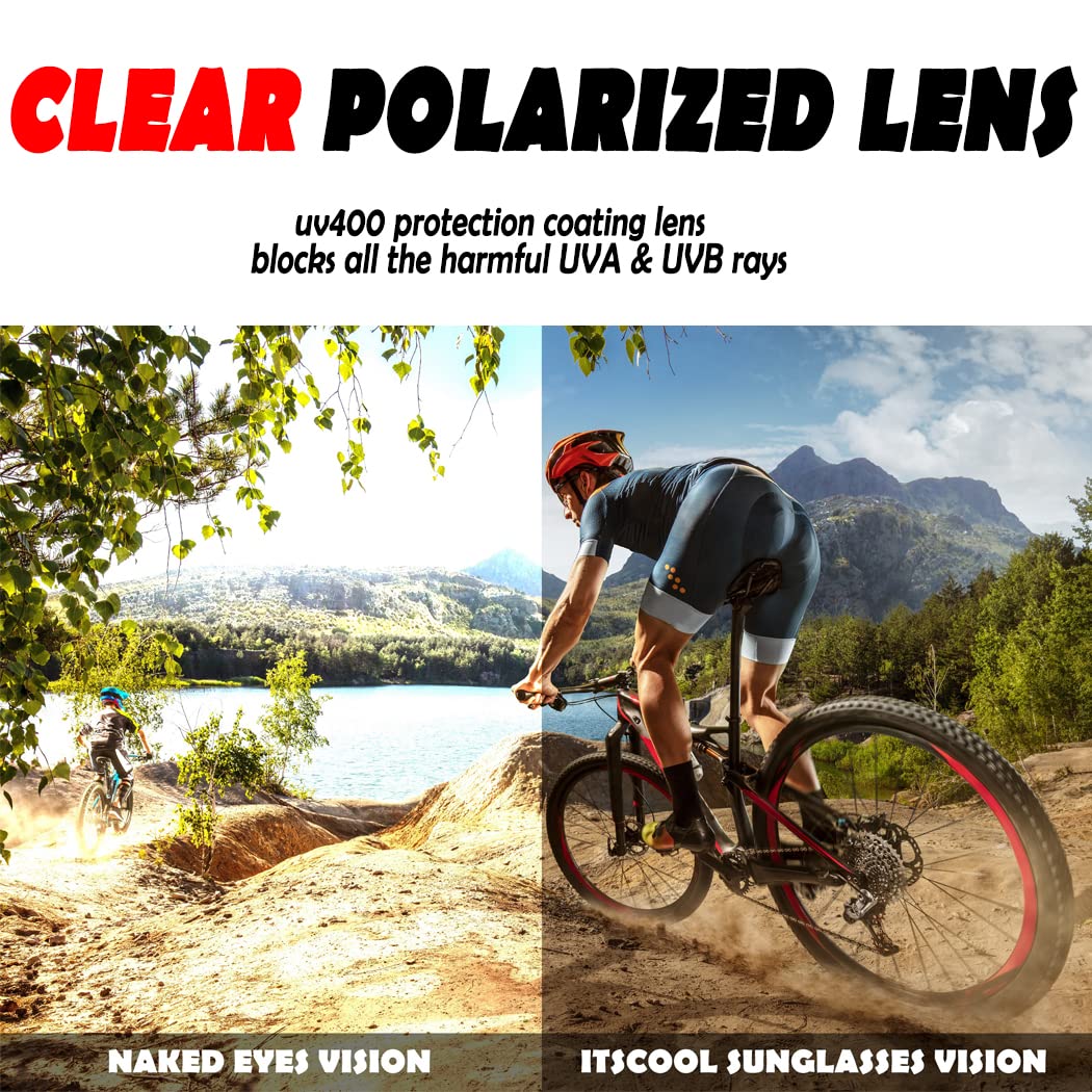 ITSCOOL Polarized Sports Sunglasses for Men Women Lightweight Softball Baseball Running Cycling Glasses UV Protection White Green