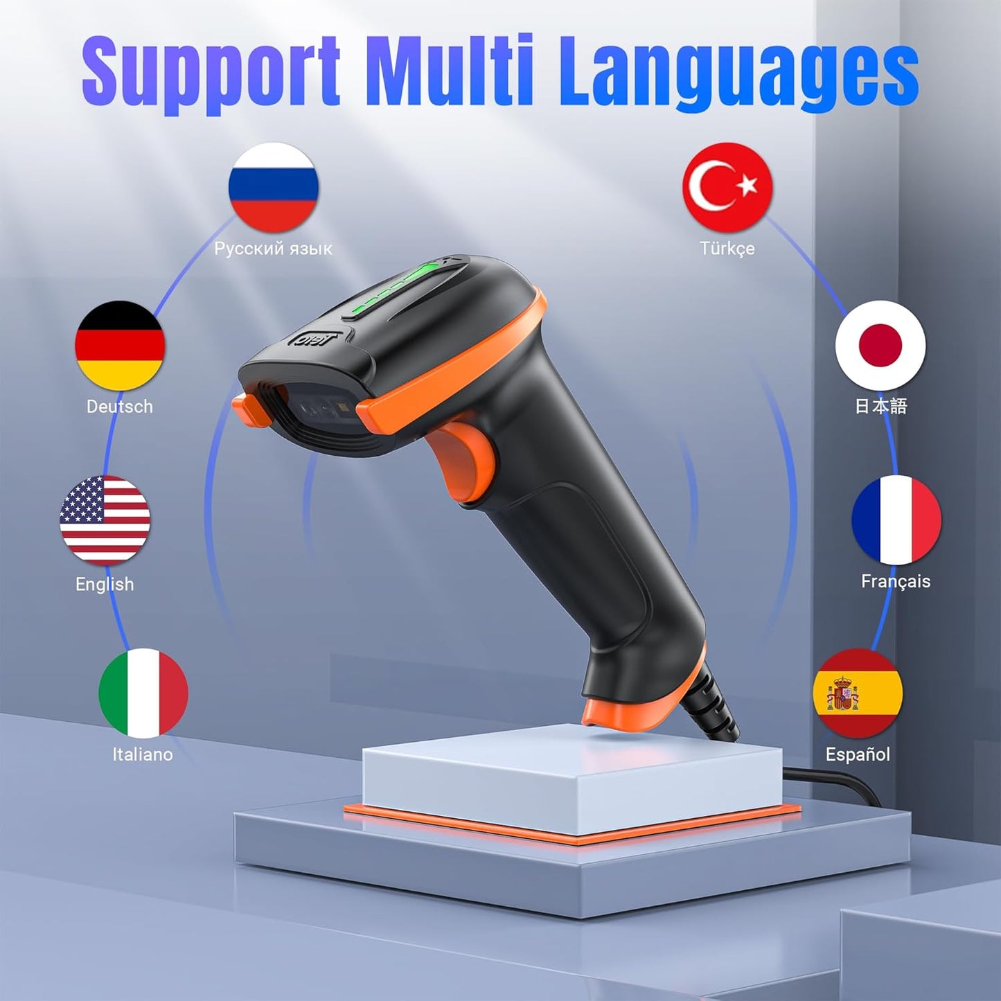 Tera Upgraded USB 1D 2D QR Barcode Scanner Wired, Officially Certified Dustproof Shockproof Waterproof IP65 Ergonomic Handle Fast and Precise Scan for Windows Linux Plug and Play Model D5100Y