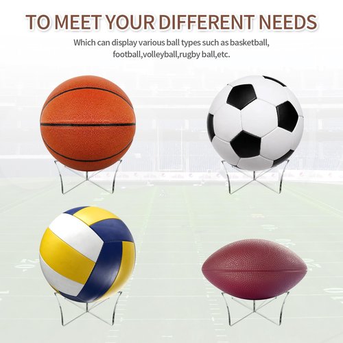 6pcs Acrylic Ball Stand Holder: Display Stand for Basketball Soccer Volleyball Trophy Autograph Memorabilia Storage Rack (Clear)