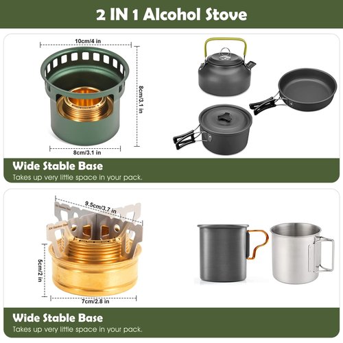 HUANSHA 2 In 1 Mini Alcohol Stove For Camping, Portable Alcohol Burner With Stainless Steel Cross Stand, Storage Bag, Lightweight Tiny Brass Stove For Backpacking Emergency Outdoor Coffee
