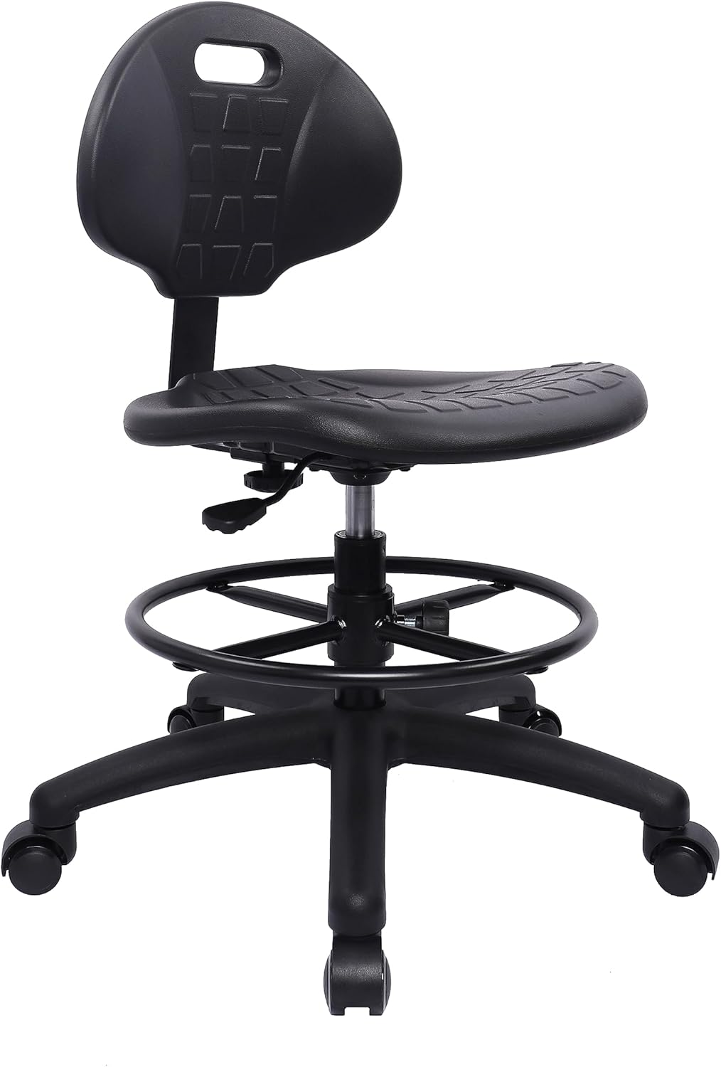 TAKE UR SEAT® Polyurethane Drafting Lab Stool Chair, 18" Adjustable Footring, 8" Adjustable Height, 450 lbs seat Capacity, Heavy Duty, Shipped Within 24 Hours Med. Bench Height (Rubber Caster)