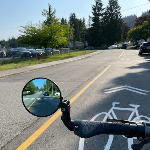 Hafny NEW Bar End E-Bike Mirror, Large Bicycle Mirrors for Electric Bike, HD Automotive Grade Glass Bicycle Mirror, Safe Blast-Resistance Cycling Mirror (HF-M958S-FR08) (Anti-glare Blue Glass)