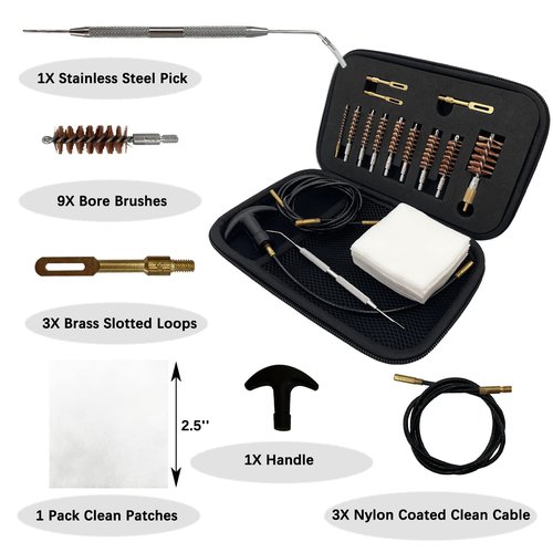 MIDUG Gun Cleaning Kit Handgun Maintenance kit for .17 .22/.223/5.56MM .243 .280 .30 .357/9MM .40 .45 12GA, Including Bore Brushes, Stainless Steel Pick, Brass Slotted Patch Loops and More