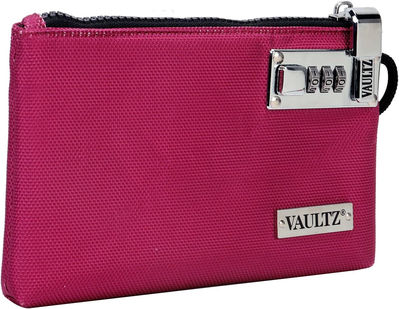 Vaultz Money Bag with Lock - 5 x 7 Inch, Men & Women's Locking Accessories Pouch for Cash, Bank Deposits, Wallet, Medicine, Phone and Credit Cards - BERRY