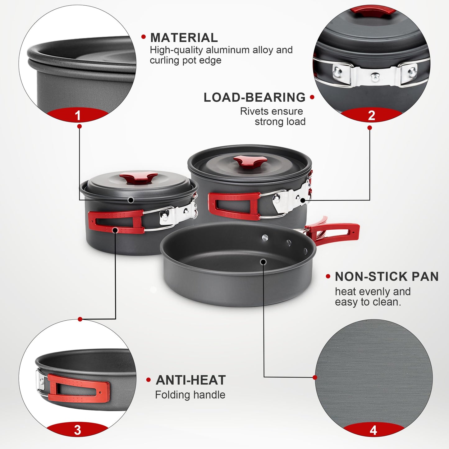 Alocs 13pcs Camping Cookware, Portable Camping Essentials with Accessories, Camping Gear Camping Cooking Set for Outdoor Cooking, Backpacking, Hiking and Picnic.