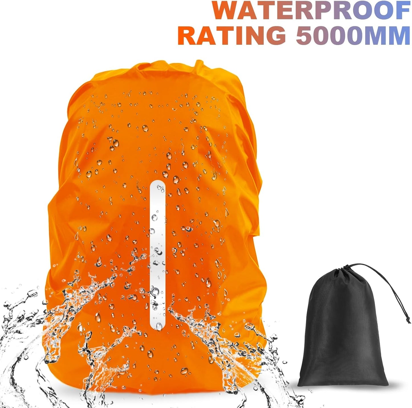 LAMA 2pcs Waterproof Rain Cover for Backpack, Reflective Rainproof Protector for Anti-dust and Anti-Theft M 30L-40L Black
