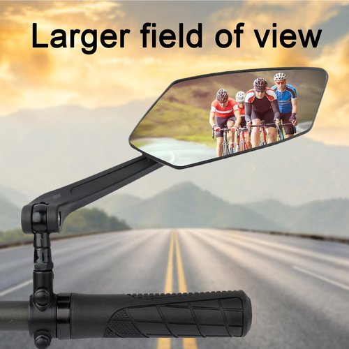 Sazetify Bike Mirror 2 Pack, Handlebar Rearview 360 Rotatable, Safe Wide Angle HD Glass for Rear View