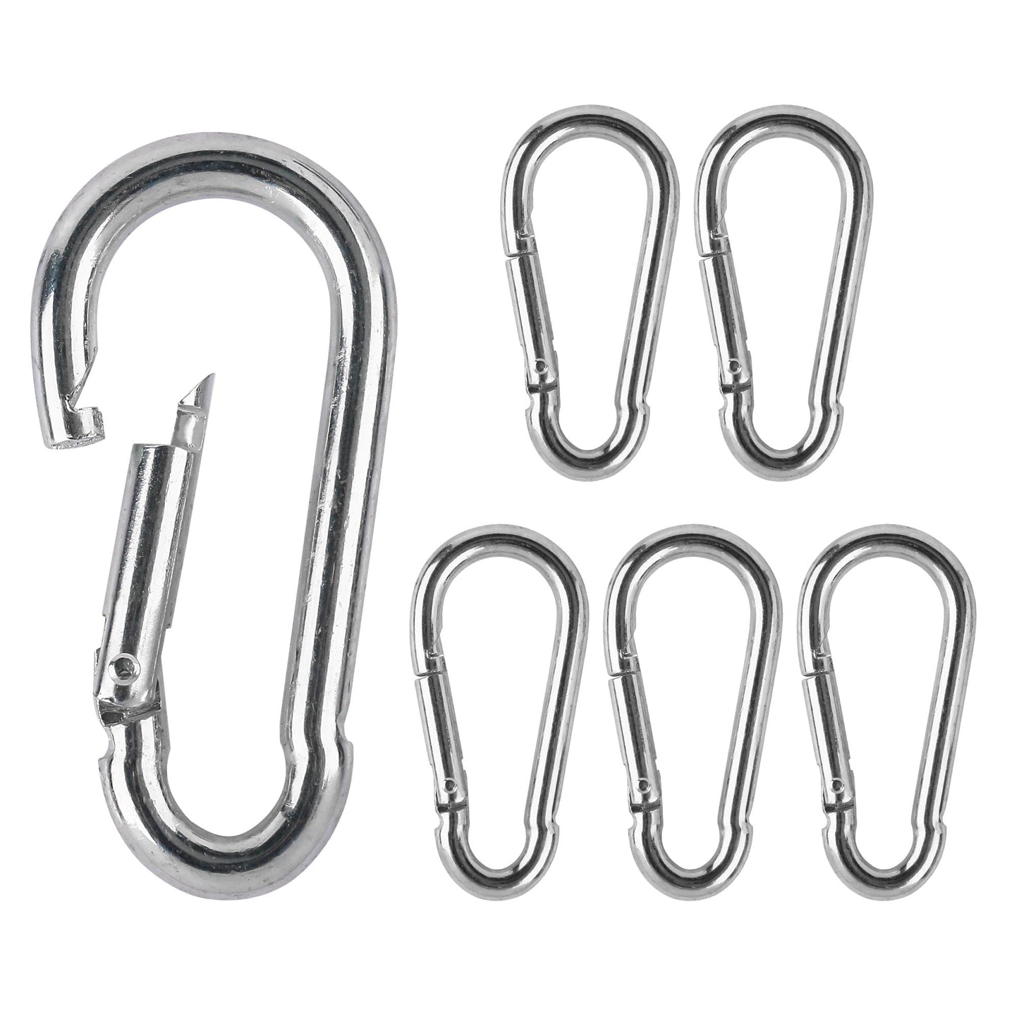 3.1 Inch M8 Stainless Steel Spring Snap Hook, Holds to 396lb/180kg (Max) for Bowflex Home Gym Accessories 304 Stainless Steel Metal Clip Silver 6- Pcs