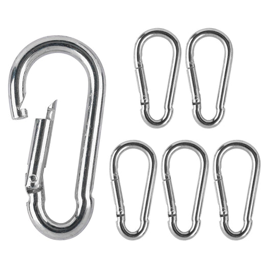 3.1 Inch M8 Stainless Steel Spring Snap Hook, Holds to 396lb/180kg (Max) for Bowflex Home Gym Accessories 304 Stainless Steel Metal Clip Silver 6- Pcs