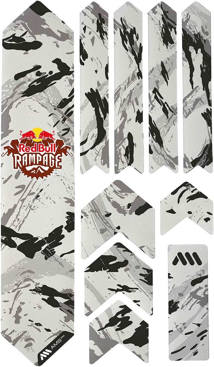All Mountain Style Bike Frame Protector Extra - Universal Fit, 10-Piece Set for Down Tube, Chainstay, Cable Wear, High-Impact Honeycomb PVC
