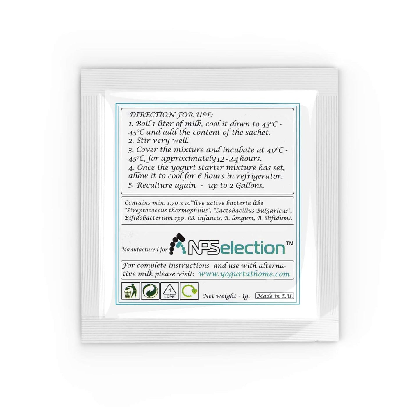 Yogurt Starter Cultures - Pack of 3 Freeze-dried Culture Sachets for Bifido Yogurt