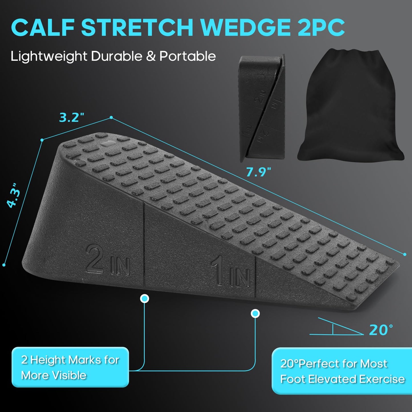 Squat Wedge Elevated Squats Block: Portable Knees Over Toes Ergonomic Equipment Calf Raise Exercise Platform for Full Range of Motion Improve Strength Stability and Mobility