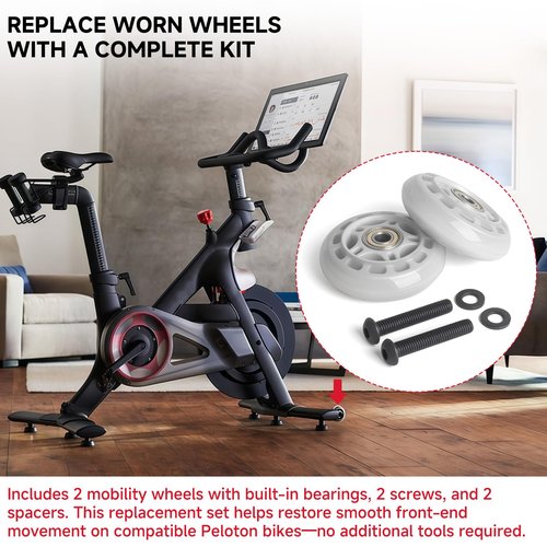 Replacement Front Wheels Compatible with Peloton Bike – 2.72 Inch Exercise Bike Transport Caster Kit, Mobility Replacement Wheels for Home Gym or Apartment Use