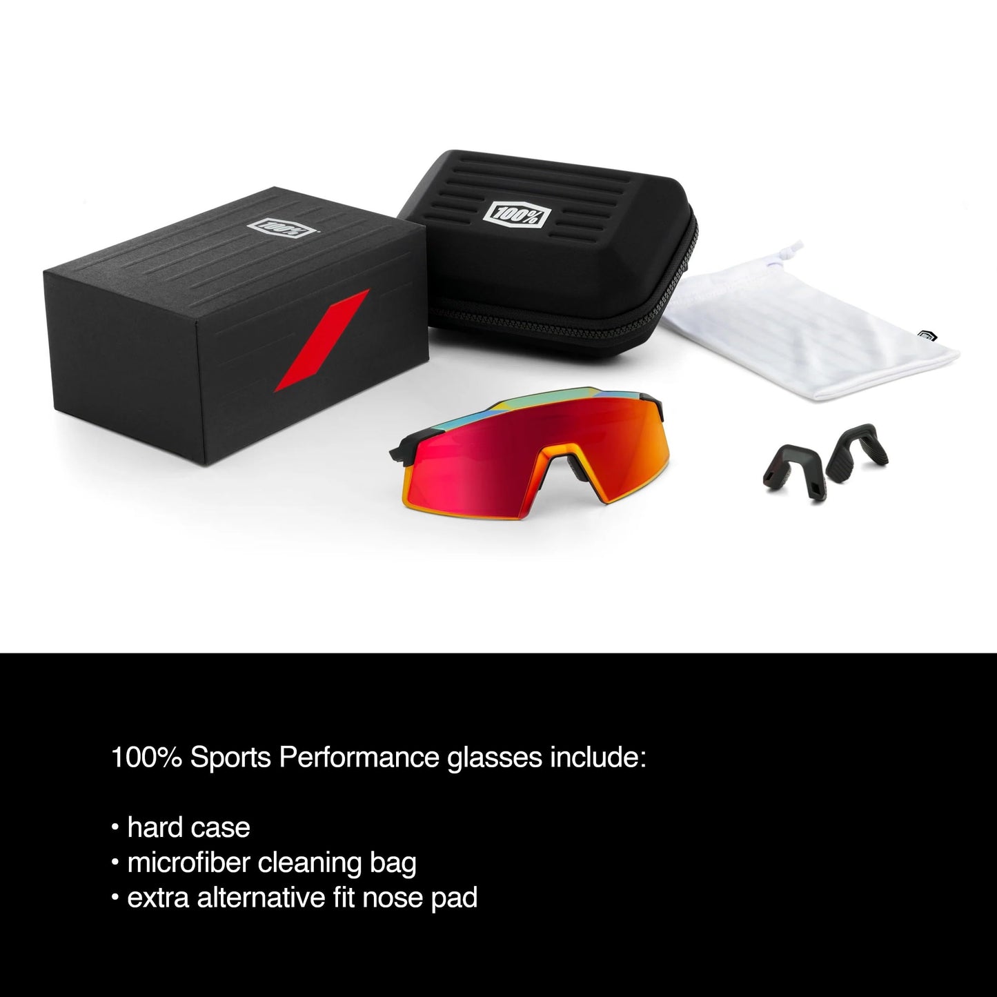 100% AEROCRAFT Sunglasses - Scratch-Resistant Lens - Lightweight and Durable Sunglasses for Outdoor Sports - Soft Tact Black, HiPER Red Multilayer Mirror