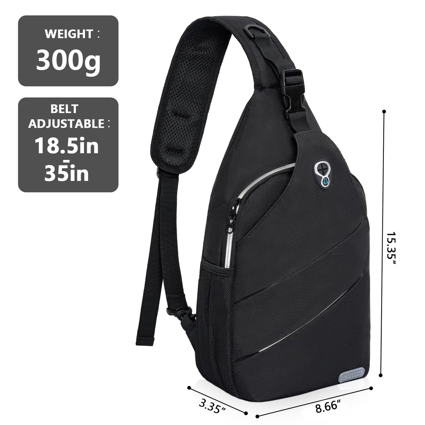 IBVIVIC Sling Backpack for Men Women, Crossbody Bags Travel Hiking Chest Bag with Adjustable Shoulder Strap (Black)