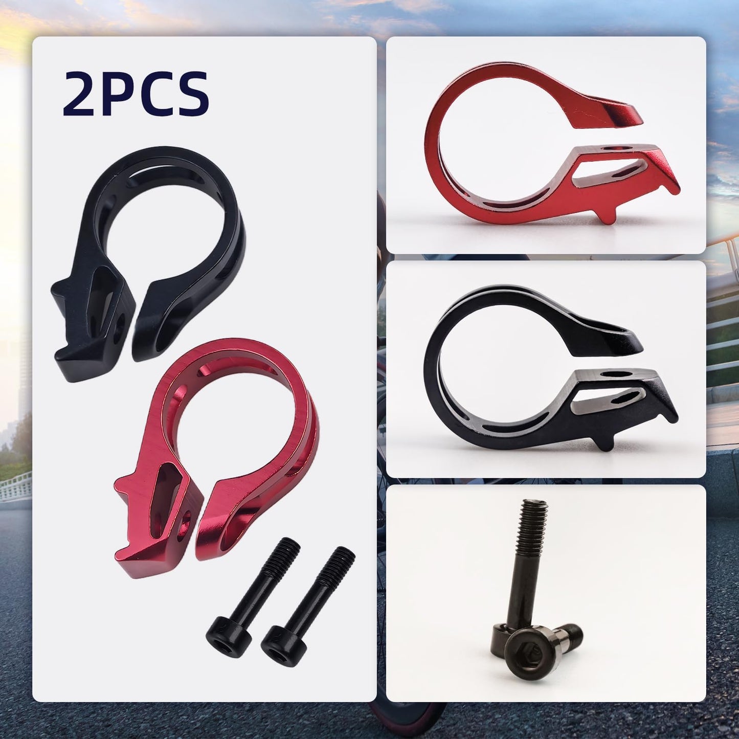 2Pcs Bicycle Shifters Clamp, 22.2mm Aluminum Alloy Bike Trigger Clamp with Screw, Mountain Bike Shifters Clamp Compatible with X7 X9 X0 XX XO1 XX1