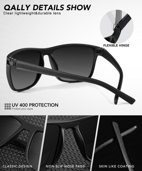 QALLY Polarized Sunglasses Men, Mens Sunglasses Polarized UV protection Lightweight Sun Glasses for Driving Fishing Golf