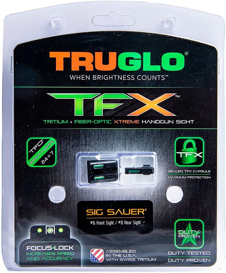 TRUGLO TFX Handgun Sight | Durable Shock-Resistant Compact Brightly Glowing Tritium & Fiber-Optic Xtreme Day/Night Sight for Handguns