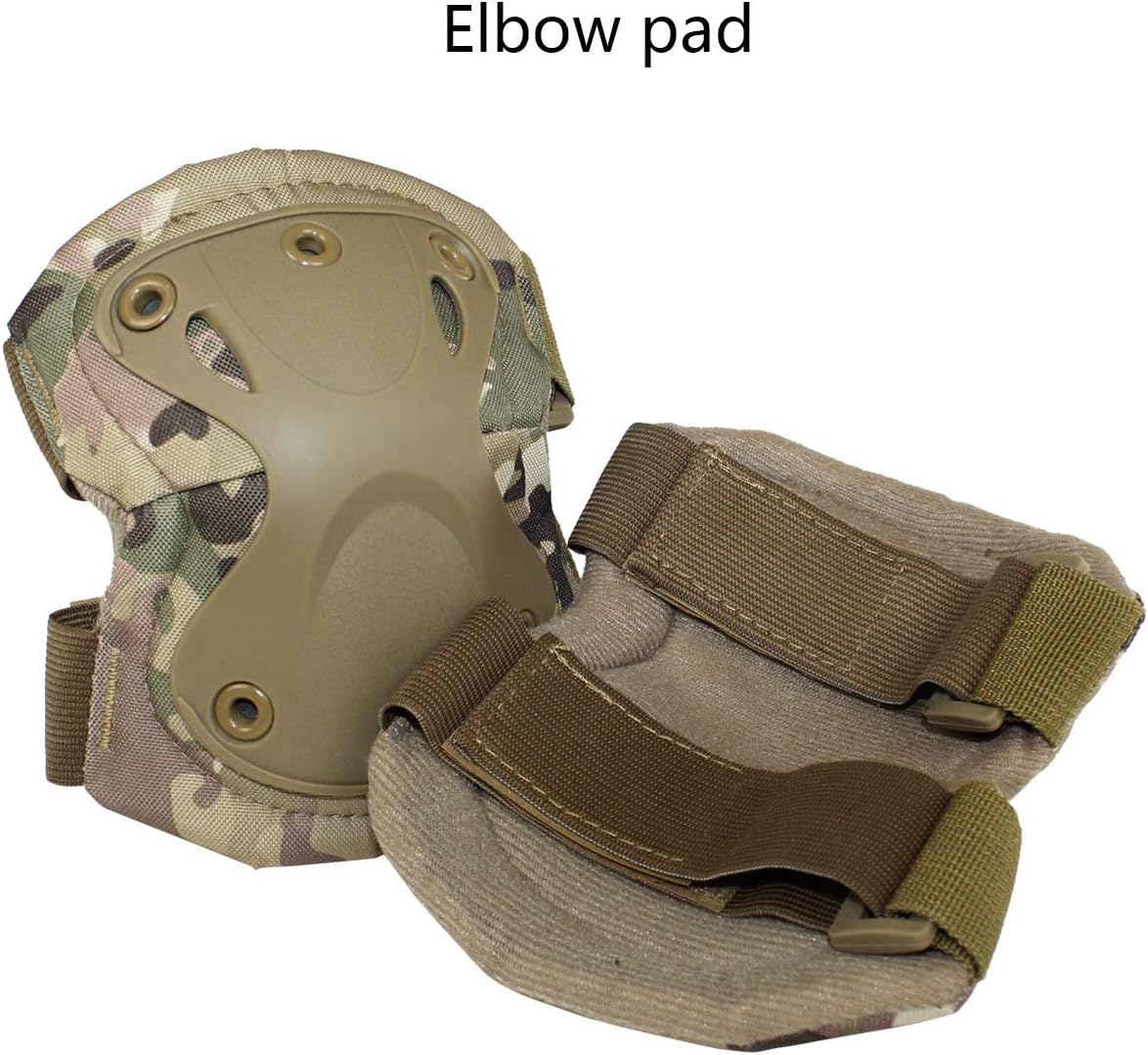AOUTACC Tactical Combat Knee & Elbow Protective Pads Set for Outdoor CS Paintball Game Cycling Safety Skateboarding Gear Skates Knee Protection Guard Pads