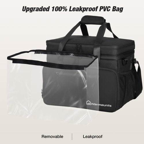 WARMOUNTS Leak Proof Insulated Cooler Bag, 48 Cans Soft Sided Lunch Bag Coolers w/Zippered Top, 5-Layer Large Ice Chest Bag for Camping, Beach & Travel