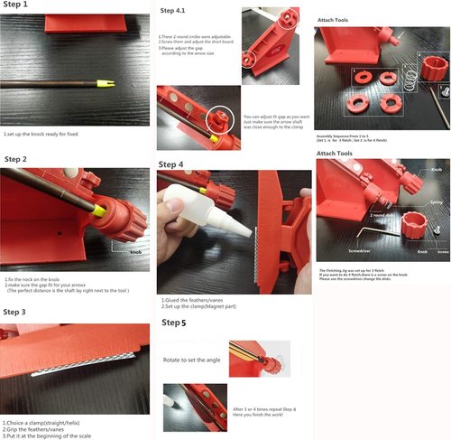 Adjustable Fletching Jig Straight and Helix Tool with Clamp for DIY Archery Arrows Shafts