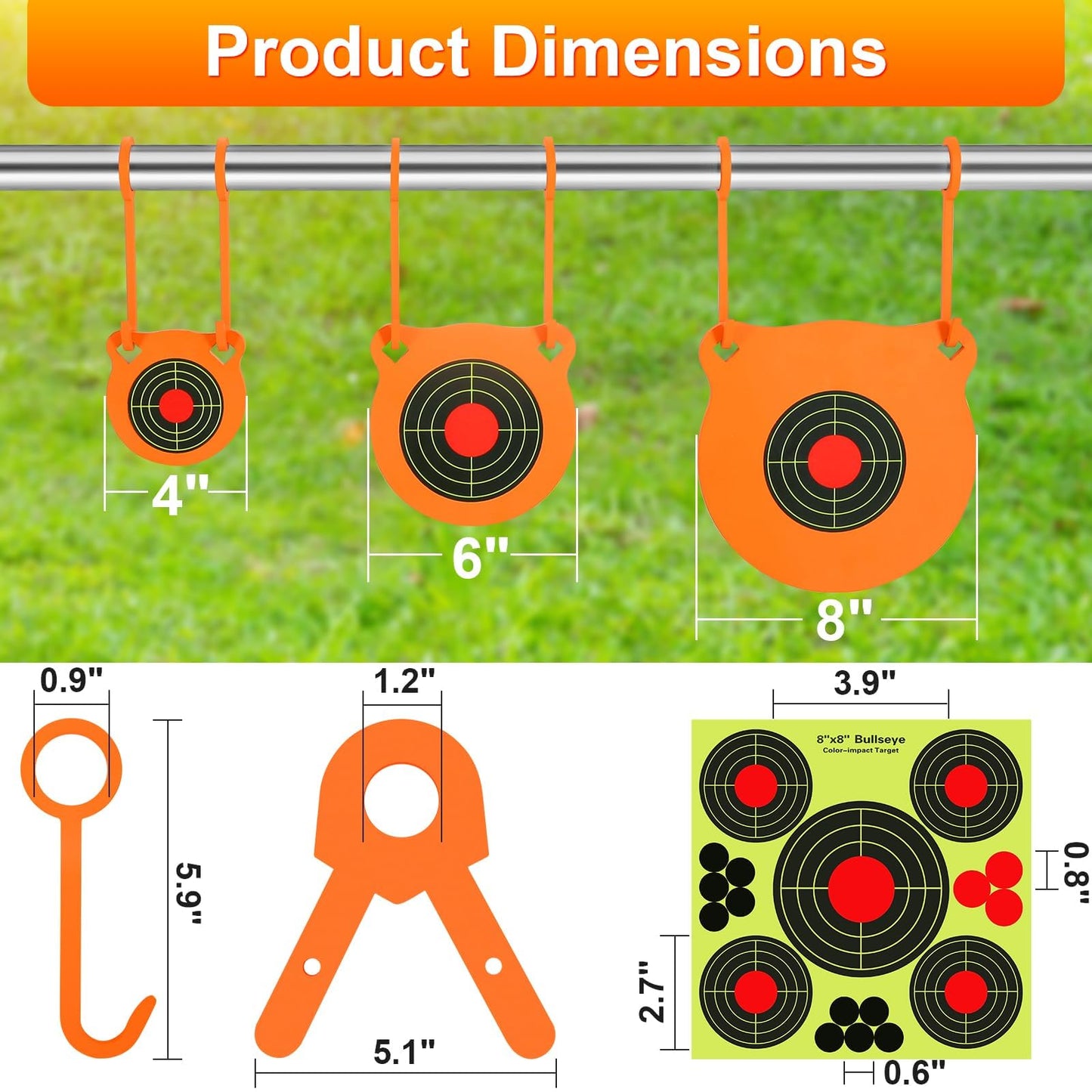 GADFISH AR500 Steel Target Combo Set, 3/8" Gong Target Hanging Kit, Outdoor Hanging Gong Targets with 10 Pcs Paper Targets, Complete AR500 Steel Kit Fit for 1 Inch OD EMT Conduit (Without Metal Tube)